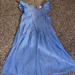 Lucky Penny Blue Dress with Ruffle Sleeves